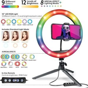 RGB LED Ring Light with Tripod and Remote